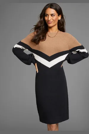 Laura Scott Strickkleid, figurbetonter Schnitt, aus elastischem Strickstoff, Langarm