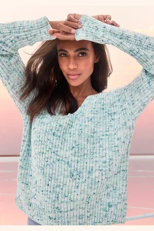 Buffalo V-Ausschnitt-Pullover, aus weichem Chenille, Strickpullover, kuschelig weich, Pastell