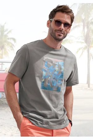 john devin T-Shirt, Rundhalsshirt mit Surf -Aufdruck aus reiner Baumwolle