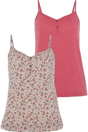 vivance collection Spaghettitop »mit kurzer Zierknopfleiste«, (2er-Pack), aus weicher Viskose-Qualität