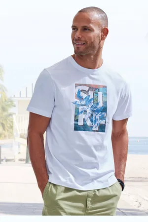 john devin T-Shirt, Rundhalsshirt mit Surf -Aufdruck aus reiner Baumwolle