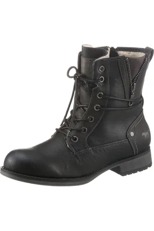 Mustang Winterboots, Blockabsatz, Winterstiefelette, Schnürboots mit Nieten besetzt