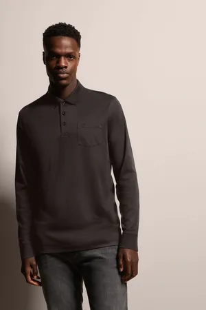 Bugatti Langarm-Poloshirt, mit feiner zweifarbiger Strukturoptik