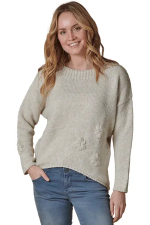 Zhrill Strickpullover »NINA«, mit gestrickten Blumen