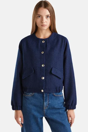 Benetton Bomberjacke, mit Knopfleiste in Strickware