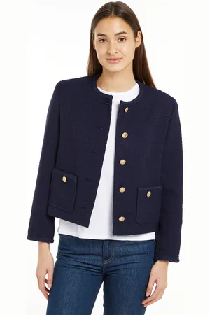 Tommy Hilfiger Kurzblazer »TWEED CO MIX CREW NECK JACKET«, Tweed Qualität, Rundhals