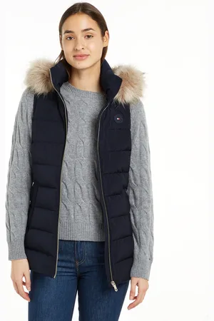 Tommy Hilfiger Steppweste »HERITAGE DOWN TYRA VEST WITH FUR«, mit Logopatch