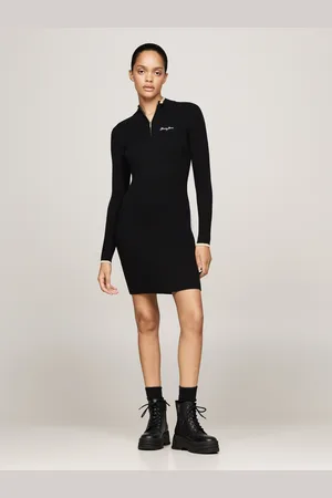 Tommy Hilfiger Strickkleid »TJW METALLIC TIP ZIP SWTR DRESS«, mit Glitzer, Zipper