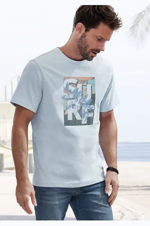 john devin T-Shirt, Rundhalsshirt mit Surf -Aufdruck aus reiner Baumwolle