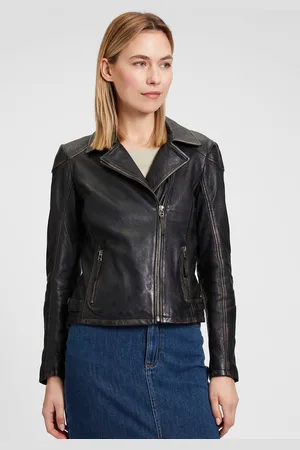 Mauritius Lederjacke »MWPeggie«, im Vintage-Look, asymetrischer Reißverschluss, Reverskragen