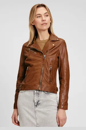Mauritius Lederjacke »MWPaige«, im Biker-Style asymetrischem Reißverschluss, Reverskragen