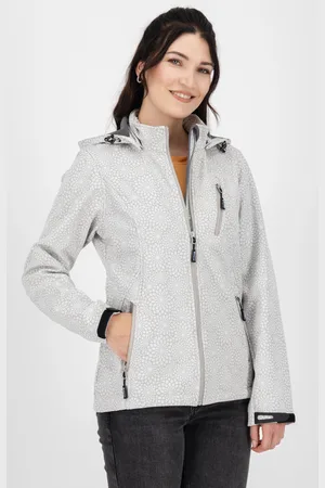 DEPROC-Active Softshelljacke »SHELBY PEAK DC«, leichte Softshelljacke mit All-Over-Print und abnehmbarer Kapuze