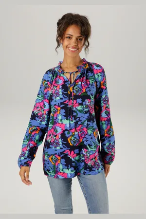 Aniston Schlupfbluse, mit farbenfrohem, grafischen Blumendruck