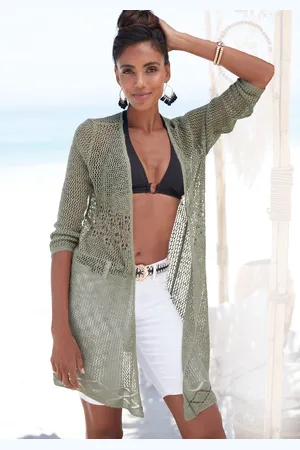 QS by s.Oliver Strickjacke, mit Ajourmuster, Häkeloptik, Strandmode