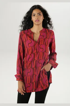 Aniston Longbluse, mit asymmetrischem Saum und extra langen Manschetten