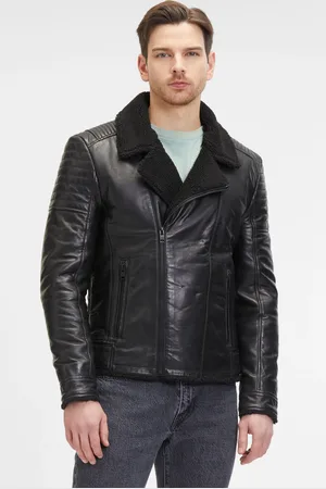 Mauritius Lederjacke »G2MIdor SF«, Reverskragenmit Fellimitat, asymetrischer Reißverschluss