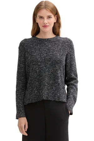 TOM TAILOR V-Ausschnitt-Pullover, mit kleinen Schlitzen an Ärmeln und Saum