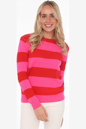 Zwillingsherz Strickpullover, aus Kaschmir mit kontrastfarbigen Streifen
