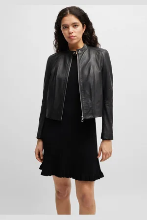 HUGO BOSS Lederjacke »C_Saleste«, mit Stehkragen