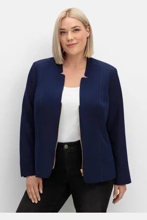 Sheego Jackenblazer »Blazer mit Stehkragen und Kontrast-Zipper«, mit Stehkragen und Kontrast-Zipper