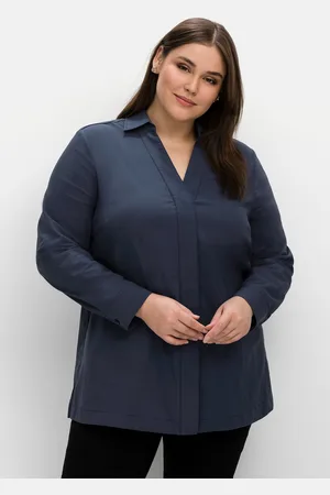 Sheego Langarmbluse »Bluse in A-Linie mit verdeckter Knopfleiste«, in A-Linie mit verdeckter Knopfleiste
