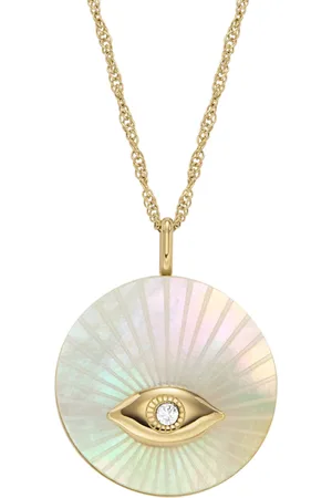 Fossil Kette mit Anhänger »Schmuck Edelstahl Halskette Sutton Magisches Auge Evil Eye, JF04793710«, mit Glasstein - mit Perlmutt