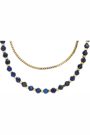 Fossil Kette ohne Anhänger »Schmuck Geschenk Edelstahl All Stacked Up Bead, JA7246710, JA7247710«, mit Malachit (synth.) oder Lapislazuli