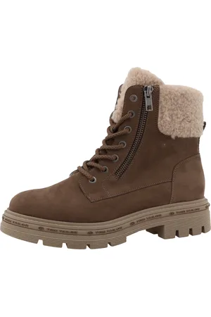 TOM TAILOR Winterboots, Blockabsatz, Schnürboots, Winterstiefelette mit Warmfutter-Kragen