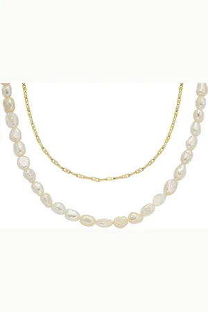 Fossil Edelstahlkette »Schmuck Geschenk Edelstahl HERITAGE PEARL D-LINK DOPPELT, JF04728710«, mit Perle (imitiert)