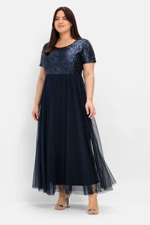 Sheego Abendkleid »Maxikleid in A-Linie mit Pailletten«, in A-Linie mit Pailletten