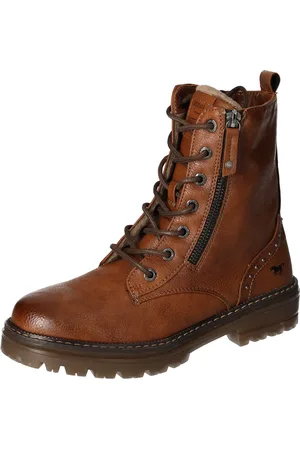 Mustang Winterboots, Blockabsatz, Winterstiefelette, Schnürboots, Nieten und Ziernähten