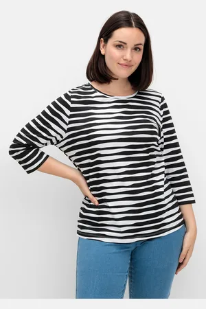 Sheego 3/4-Arm-Shirt »Shirt mit welligen Streifen«, mit welligen Streifen
