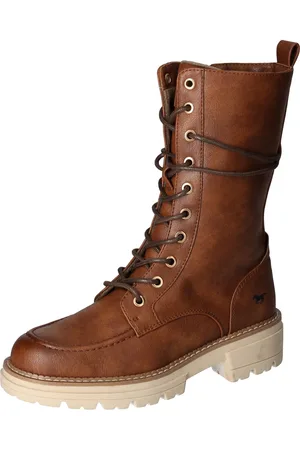 Mustang Schnürstiefelette, Reißverschluss-Boots, Schnürboots, Kurz-Stiefel mit Blockabsatz