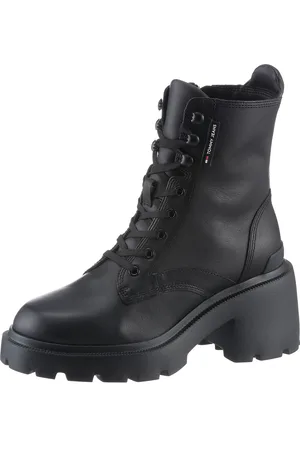 Tommy Hilfiger Schnürstiefelette »TJW MID HEEL BOOT LEATHER«, Blockabsatz, Plateau, Schnürboots, Chunkyboots mit Label