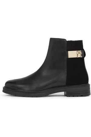 Tommy Hilfiger Stiefelette »TH LOGO LEATHER MIX CHELSEA«, Blockabsatz, Businesschuh, Boots mit TH-Schmuckelement