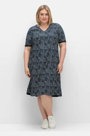 Sheego Druckkleid »Kleid in leichter A-Linie, mit Punkte-Alloverprint«, in leichter A-Linie, mit Punkte-Alloverprint