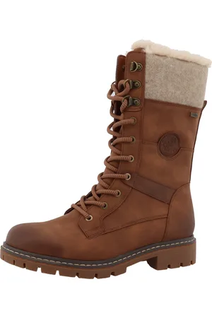 TOM TAILOR Winterstiefel, Blockabsatz, Winterboots, Schnürstiefel im modischen Used-Look
