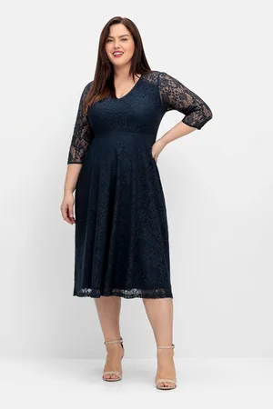 Sheego Cocktailkleid »Cocktailkleid aus floraler Spitze, blickdicht gefüttert«, aus floraler Spitze, blickdicht gefüttert