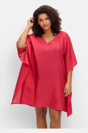 Sheego Longtunika »Strandtunika im Poncho-Schnitt, leicht transparent«, im Poncho-Schnitt, leicht transparent