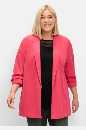 Sheego Longblazer »Blazer mit Schalkragen und gerafftem 3/4-Arm«, mit Schalkragen und gerafftem 3/4-Arm
