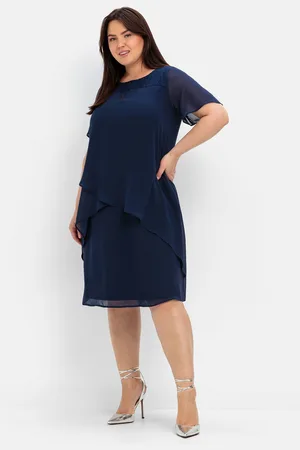 Sheego Abendkleid »Cocktailkleid mit asymetrischen Volants«, mit asymetrischen Volants