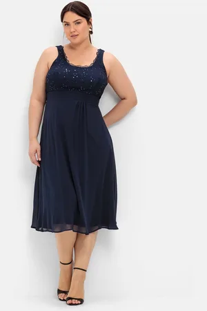 Sheego Cocktailkleid »Abendkleid mit Spitze und Pailletten«, mit Spitze und Pailletten
