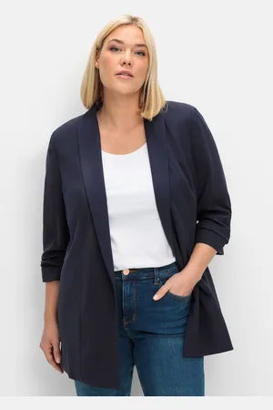 Sheego Longblazer »Blazer mit Schalkragen und gerafftem 3/4-Arm«, mit Schalkragen und gerafftem 3/4-Arm
