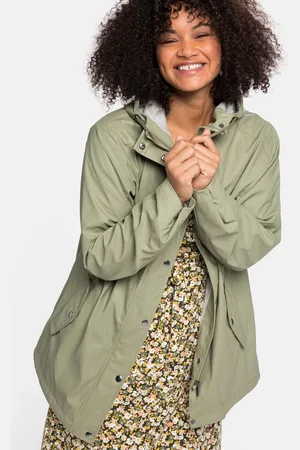 Sheego Regenjacke »Regenjacke mit Jerseyfutter, hinten länger als vorn«, mit Kapuze, mit Jerseyfutter, hinten länger als vorn