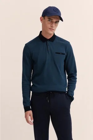 Bugatti Langarm-Poloshirt, mit Strukturkragen