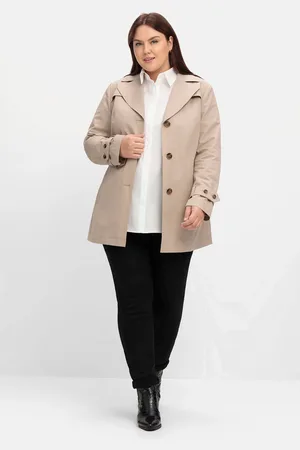 Sheego Outdoorjacke »Trenchcoat mit Gürtel, wasserabweisende Qualität«, (mit Gürtel), ohne Kapuze, mit Gürtel, wasserabweisende Qualität