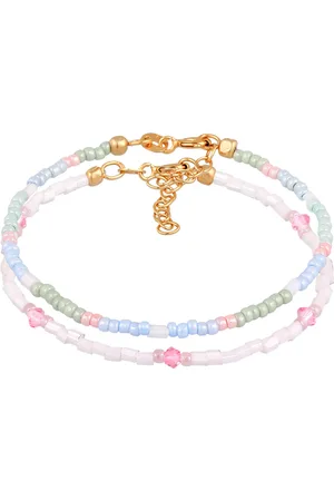 Elli Armkette »Armband Kids Glas Perlen Pastell 2er Set 925 Silber«