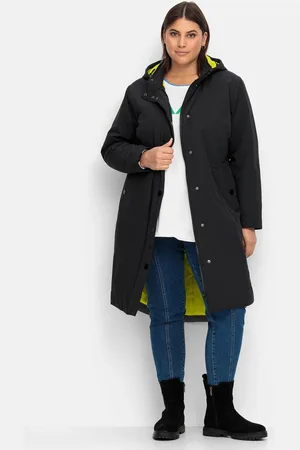 Sheego Funktionsmantel »Parka mit Kapuze und Kontrastfutter, wasserabweisend«, mit Kapuze und Kontrastfutter, wasserabweisend