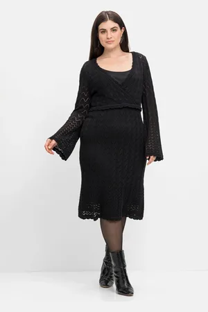 Sheego Strickkleid »Strickkleid in Ajourmuster, mit Unterkleid«, in Ajourmuster, mit Unterkleid