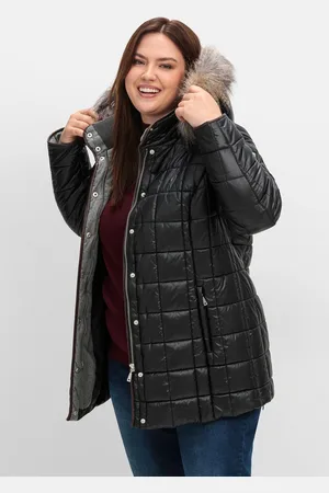 Sheego Steppjacke »Steppjacke mit Kunstfell-Kapuze, dezent glänzend«, mit Kapuze, mit Kunstfell-Kapuze, dezent glänzend
